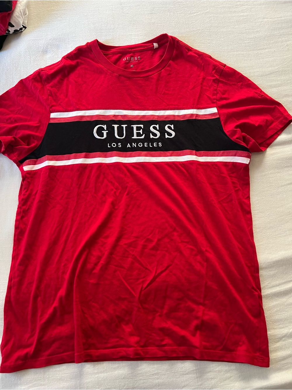 Guess Red Logo Stripe Short-Sleeve Tee